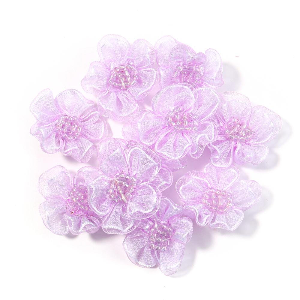 10pcs 3cm Gauze Artificial Flowers Colorful Double Layer Flower Head For DIY Handmade Wedding Party Clothing Headwear Decoration