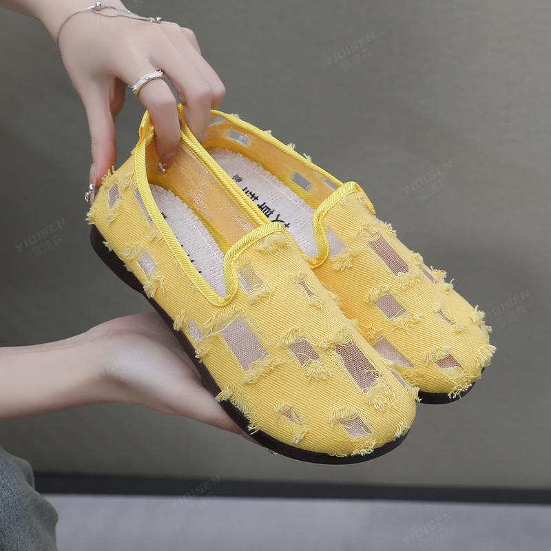 

Пекинские тканевые туфли дышащие мягкая подошва слипоны женские балетки сетчатые летние сандалии с низким вырезом легкие мягкая подошва 35 жёлтый