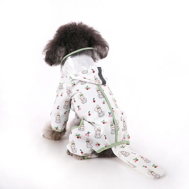 Traction dog raincoat contrasting color matte hemming transparent teddy small and medium dog pet raincoat