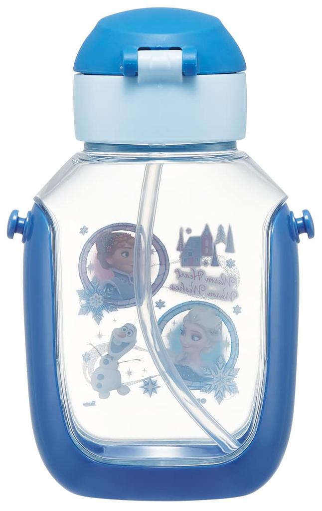 Skater Water Bottle with Disney Frozen for Straw, 530ml, 23, One-Push Operation, Girls, PDSH6DX-A