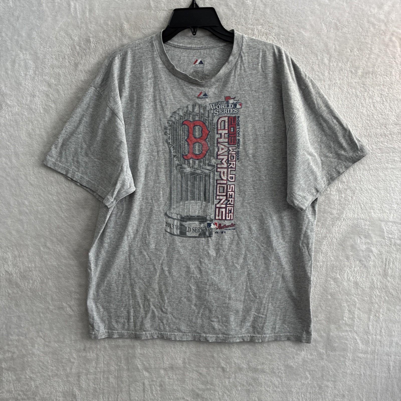 Majestic Mens T Shirt Gray Boston Red Sox Graphic MLB Baseball XL Cotton Crew S разноцветный