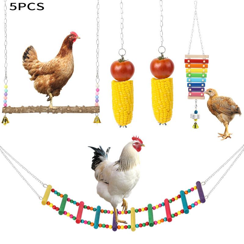 Combination Set Bird Toys Parrot Gnawing Piano Chicken Fruit Fork Mirror Bird Cage Accessories Pet Products