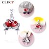 CLUCI Silver 925 Sterling Pendants for Pearl Necklace Bracelet Making 14 Pcs Zircon Red Christmas Pendant for Women SP377SB