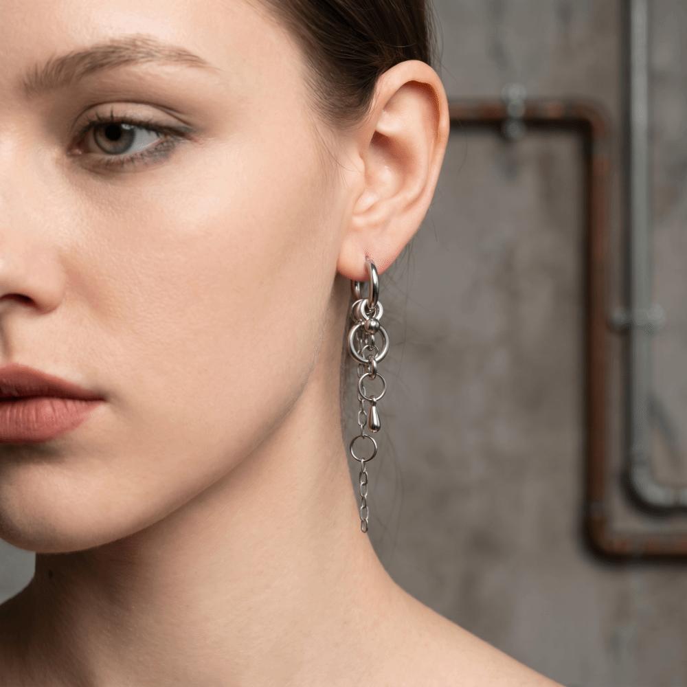 Streetwear Alloy Chain Hoop Earrings Tassel Lightweight Drop Earrings Temperament Decorative Gothic Earrings Girl