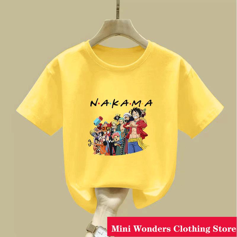 Koszulka z kreskówkowym anime One Pieces Luffy dla dzieci, chłopcy, pochłaniająca pot, oddychająca koszulka, letnie ubrania dla nastolatków