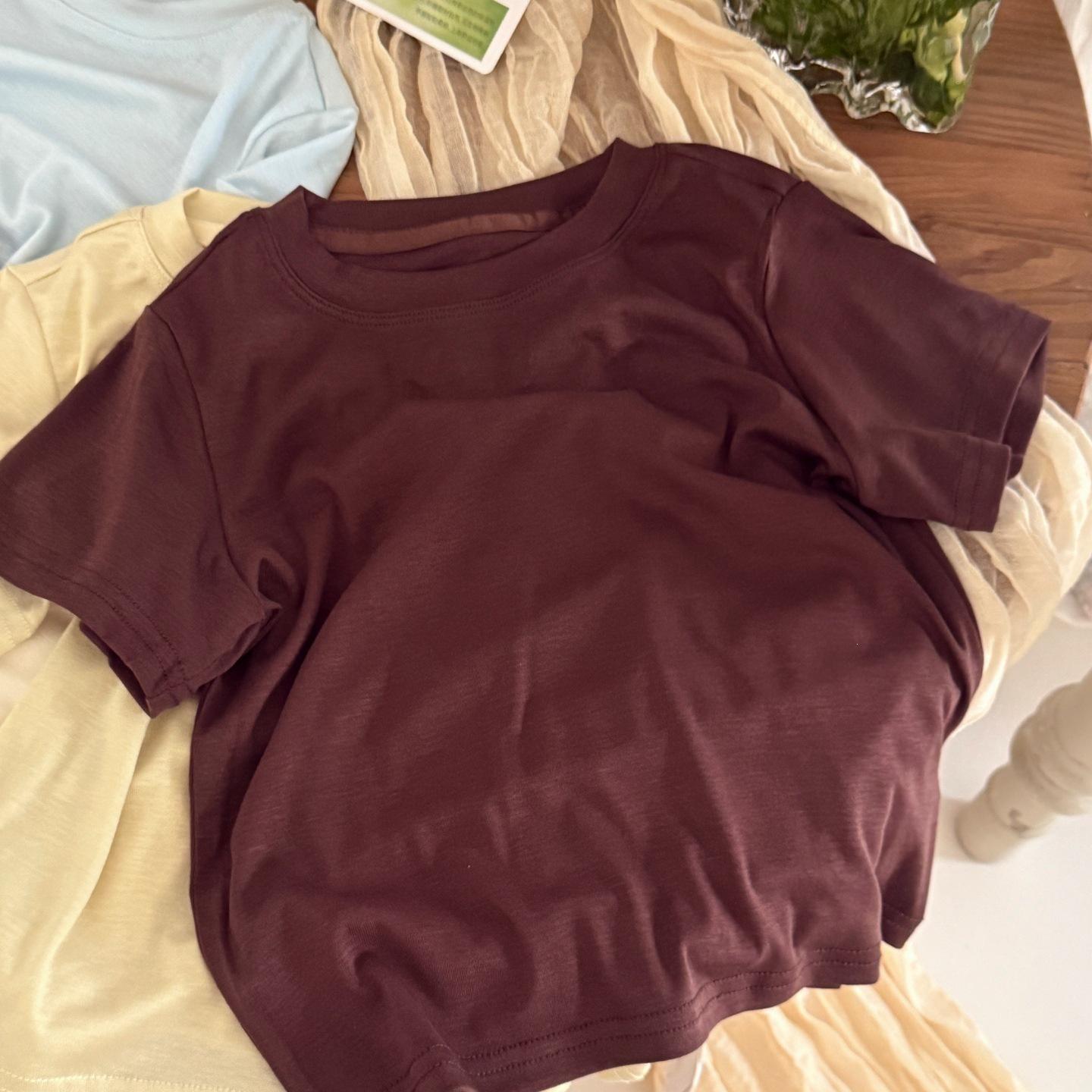 Summer 26 Solid Color Lyocell Short-Sleeve T-Shirt for Kids - Boys and Girls
