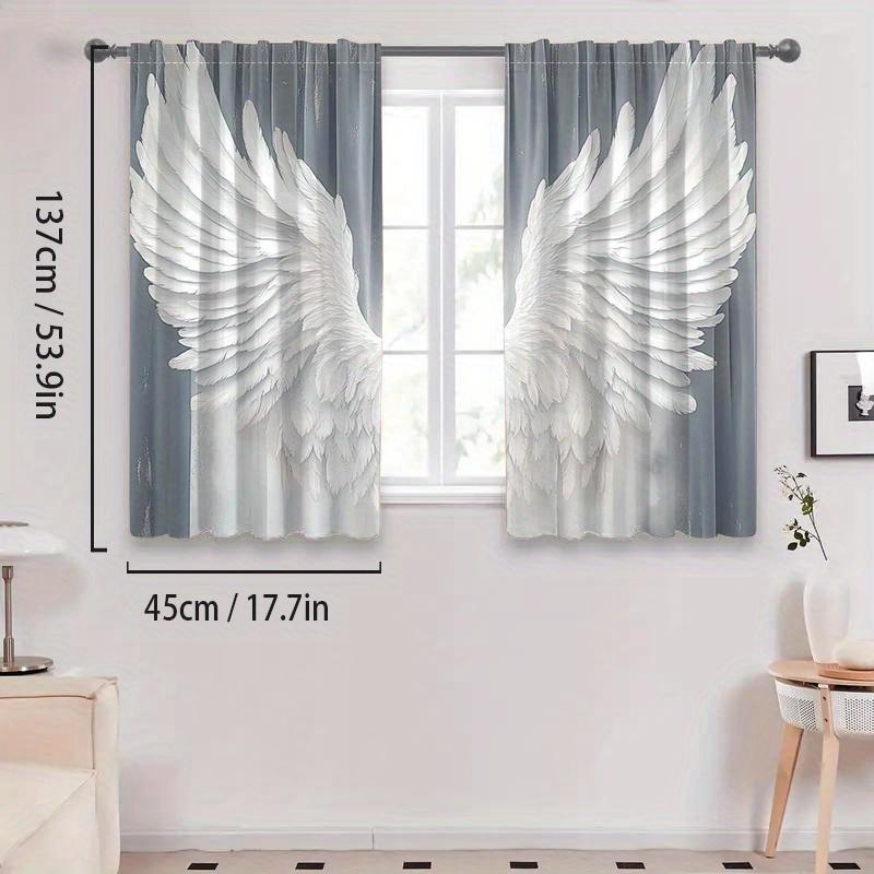 2pcs Angel Wing Sheer Curtains – Translucent Window Panels for Living Room   Bedroom   Office & Christmas Decor