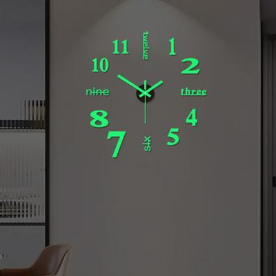 Orologio da Parete Acrilico 3D Senza Cornice Moderno Silenzioso Non Ticchettante Fai da Te Casa Ufficio Camera da Letto Soggiorno Interno Decorazione Orologio Analogico Digitale