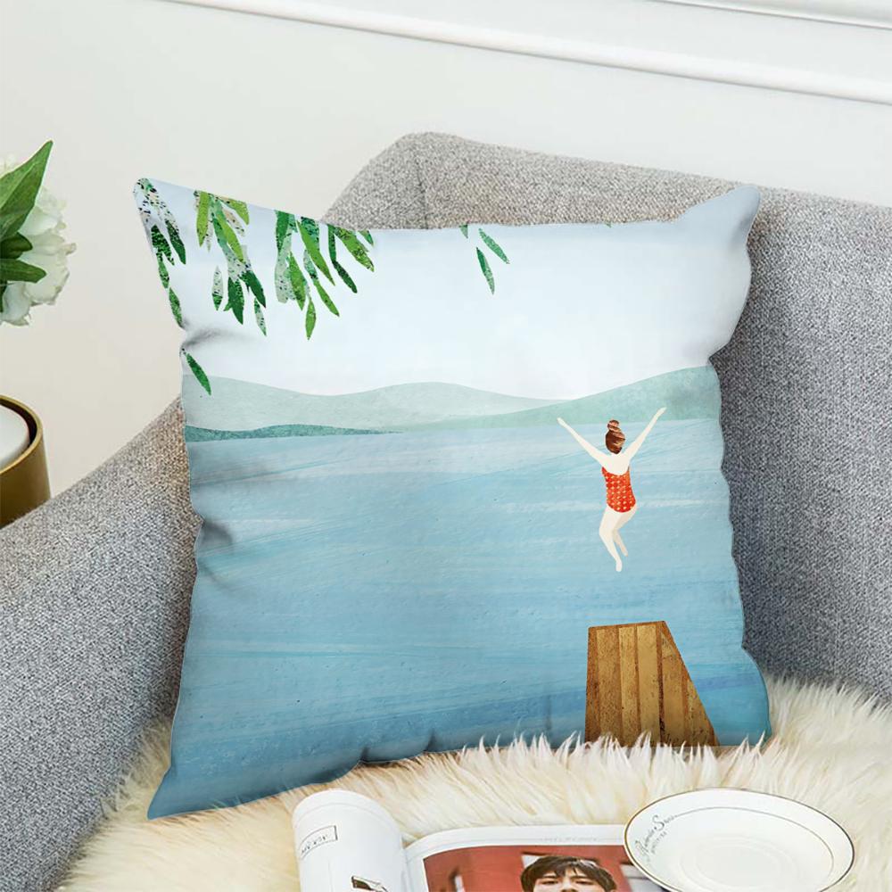 H-Henry Art Pillow Case For Car Sofa Decorative Home Double-sided Print Plush Square Throw Pillow Cushion Cover