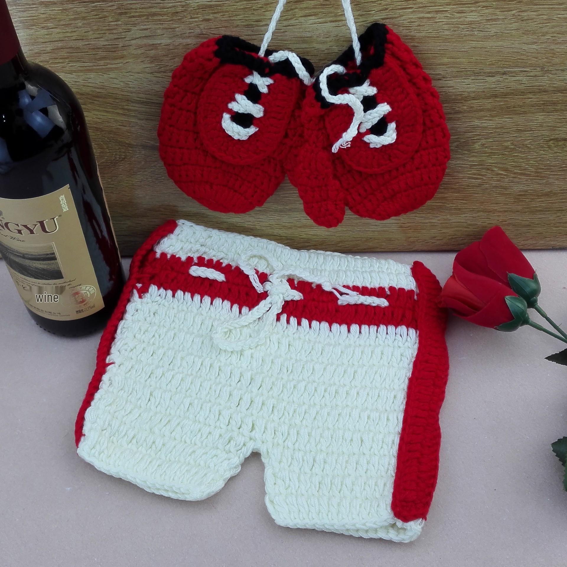 

Костюм боксера для новорожденного, ручная работа, крючок, для фотосессии 1-6 Months Baby