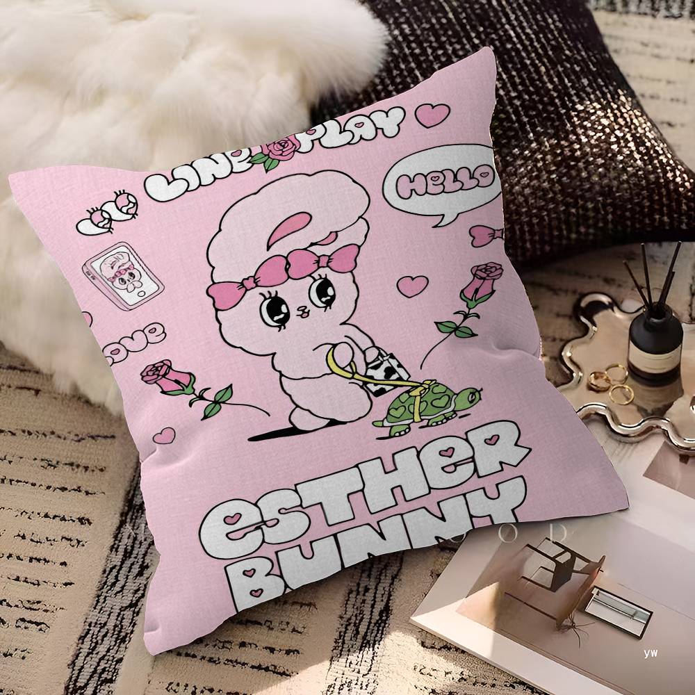 Anime Esther Bunny Personalized Pillow Dust Cover Bedroom Kids Party Decoration Pillowcase Birthday Children Gift