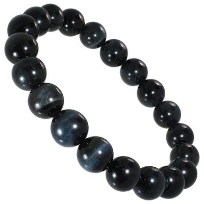 Bracelet en perles d'œil de tigre bleu de qualité 3A, longueur : 8 à 20 mm [Shinjuku Ginnokura] (Perle de 10 mm) 17-20 cm (18 cm Hommes M, Femmes L)