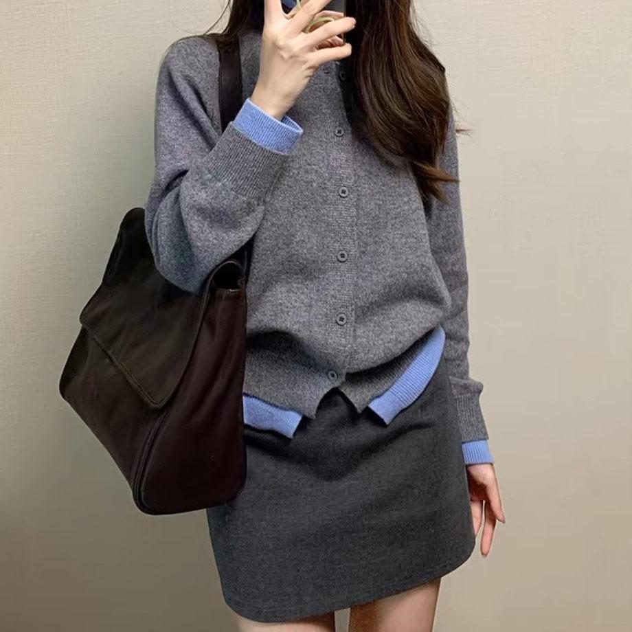 

DAFIFY Женские Модные Повседневные Осенне-Зимние Свитеры Однотонные с Принтом, с Длинным Рукавом и Круглым Вырезом Size: One Size серый