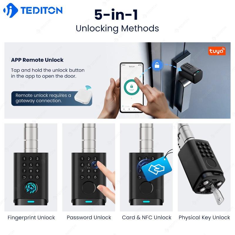 Best-selling IP66 Waterproof Aluminum Alloy Smart Adjustable Door Lock S7 Password Fingerprint for 5 Unlocking Methods App