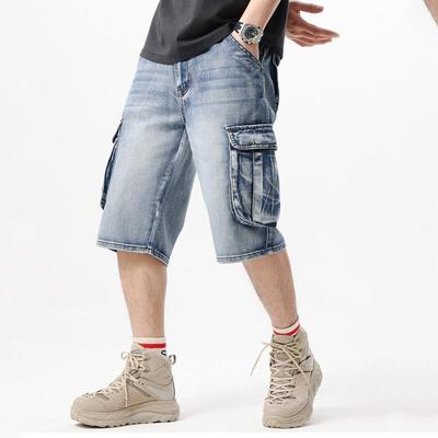 Pantaloncini di Jeans Hip Hop da Uomo Taglia Larga Pantaloncini di Jeans Larghi da Uomo