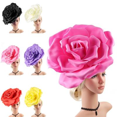 Tea Party Cocktail Jockey Club Rose Flowers Fascinator Hat Exaggerated Hair Accessories  for Women