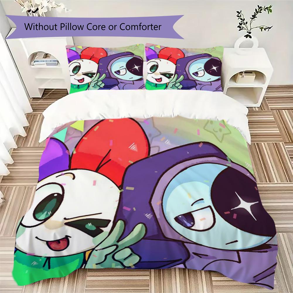Dandy's World Cartoon Game Pattern Bedding,Quilt Set Quilt Cover Pillowcase Home Birthday Gift (1*duvet Cover+2*pillowcase,without core)ZSJT0917001