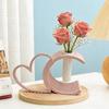 2 Pcs Valentine's Day Heart Vase 3D Printed Pink Heart Shaped Flower Vase Small Decorative Vase for Wedding Party Living Room Shelf Table Centerpiece
