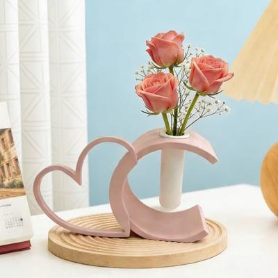 2 szt. Wazon Walentynkowy w Kształcie Serca Drukowany 3D Różowy Wazon na Kwiaty w Kształcie Serca Mały Dekoracyjny Wazon na Wesele Imprezę Półkę w Salonie Ozdobę Stołu