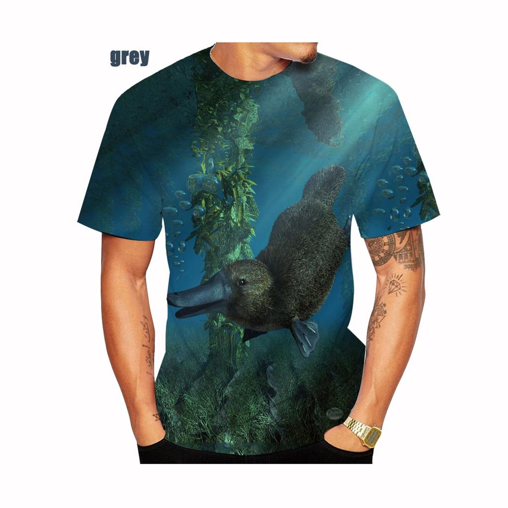 Nová móda Kreslený ptakopysk Vtipné 3D tištěné pánské/dámské tričko s krátkým rukávem velikosti XXS-5XL