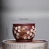 Purple sand mud painting applique flower and bird master cup kung fu teacup large capacity tea cup purple sand cup