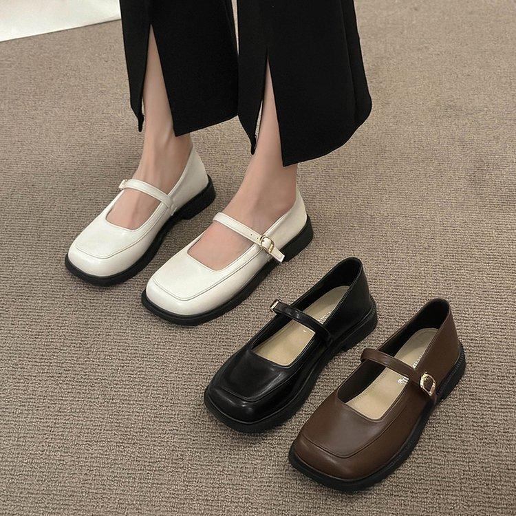 Mary Jane women's shoes 2025 summer new French platform loafers versatile single shoes British style square head small leather shoes