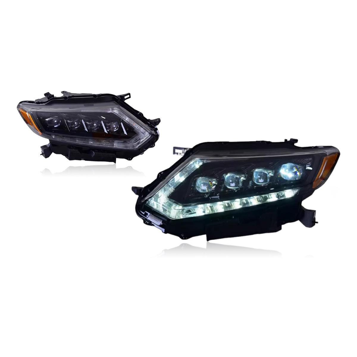 Светодиодная сборка фары для Nissan X-Trail 2014-2016: DRL с хрустальными линзами и динамические указатели поворота