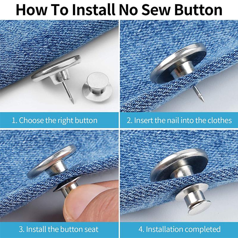 4/8/12Pcs Metal Detachable Jeans Buttons Snap Fastener Sewing-free Reduce Waist Pants Pins Buckles Clothing Garment Jeans Button