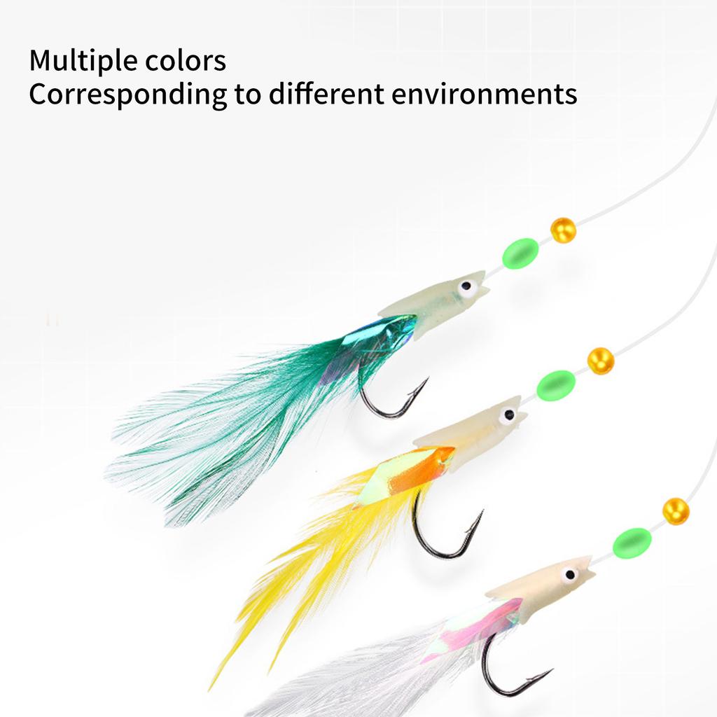 Fishing Bait Lures Rigs with Glow Beads Sabiki Rigs Luminous Fish String Hook Fishing Bait Hook for Freshwater Saltwater