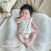 Baby Girl Romper with Suspenders, Newborn Summer Pure Cotton One-Piece Crawling Outfit, Thin Outerwear for Boys and Girls