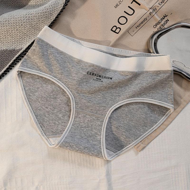 Women's Spring and Autumn Simple Mid Waist 10A Antibacterial Cotton Breathable Sports Style Panties