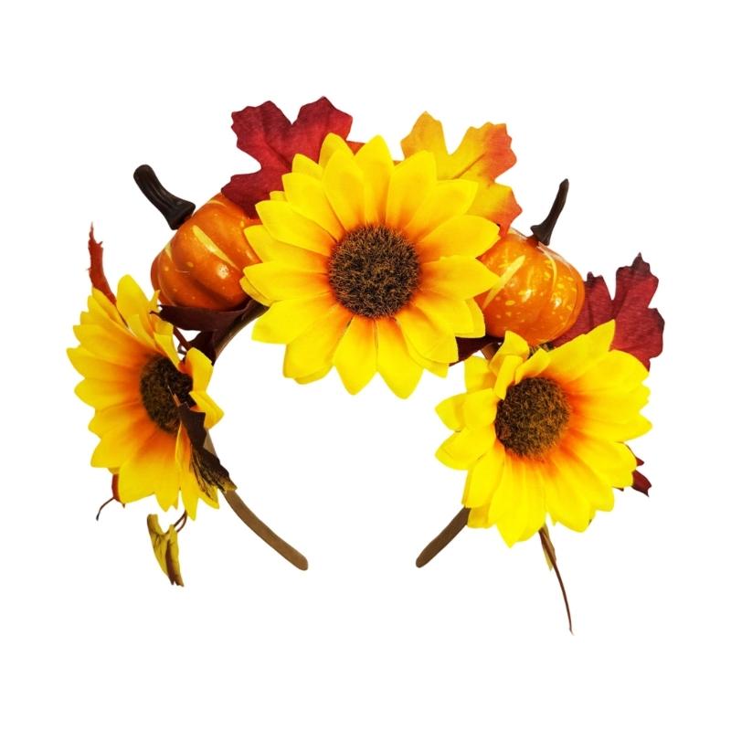Autumn Flower Headband with Fabric Band Base, Easy Wear Hair Accessory for Harvest Gatherings, Photos, and Parties