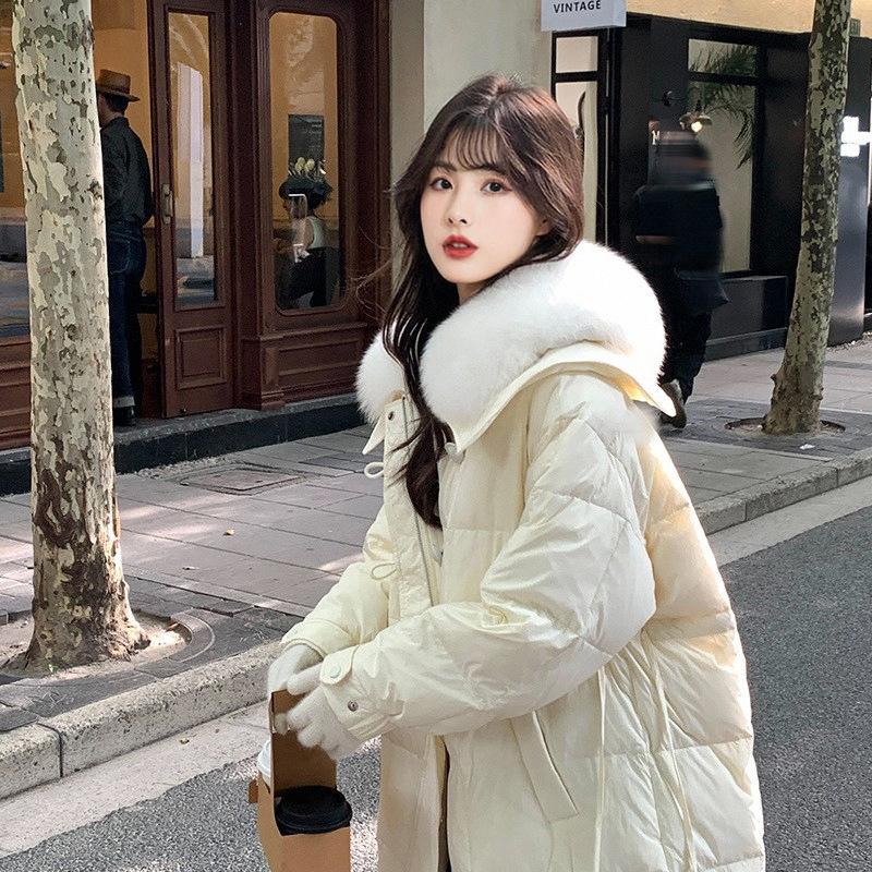 Clearance Down Jacket Winter Women's New Jacket Medium and Long Korean Version Duck Down To Keep Warm and Popular Pinghu