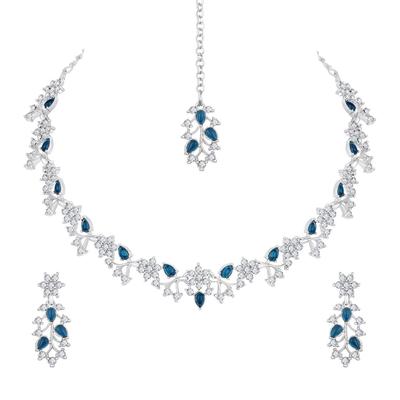 American Diamond AD mit farbigem Kristall Halsketten Schmuckset für Damen/Mädchen | Perfekt für Hochzeiten, Partys & Festliche Anlässe