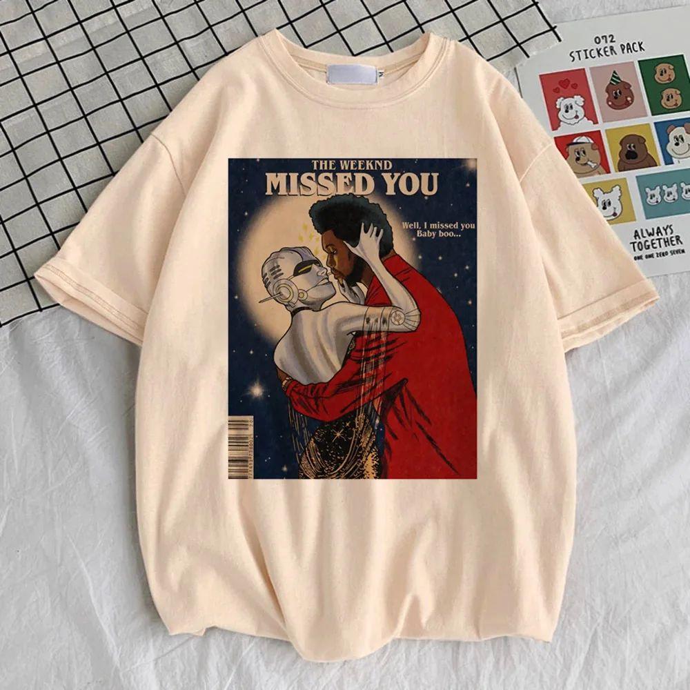 Y2K Vintage Hip Hop Tops Punk Colorful Harajuku T-shirt The Weeknd Cotton T Shirt Men's Women T Shirts Unisex