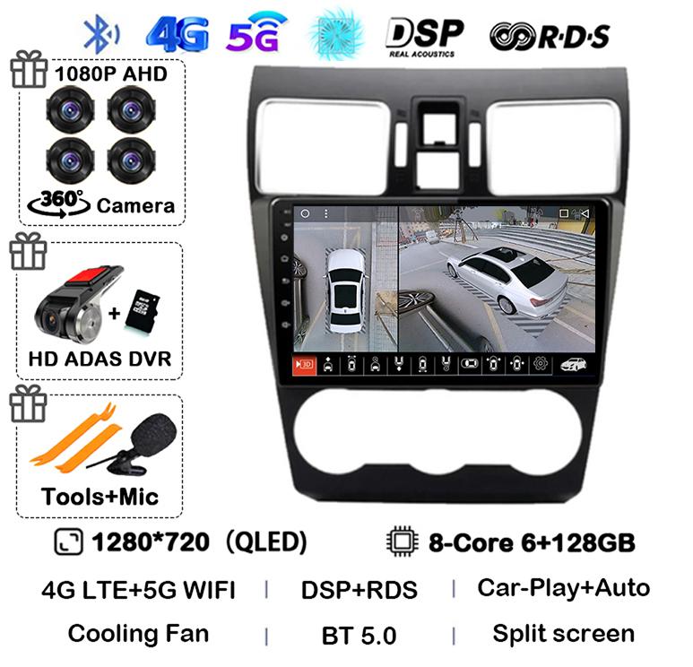 Android 14 Carplay Auto WIFI+4G Car Radio For Subaru WRX Forester 4 SJ 2016-2022 Multimedia Video Player Stereo GPS Head Unit BT