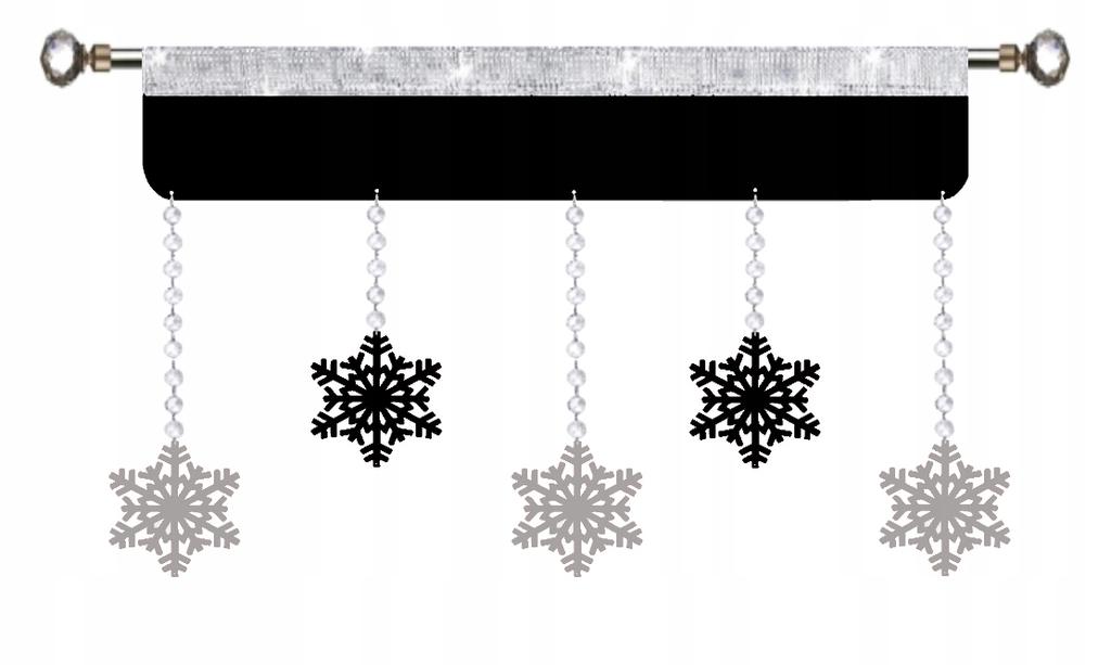 Christmas curtain Lambrequin SNOWFLAKES glamorous Christmas Winter 90 red
