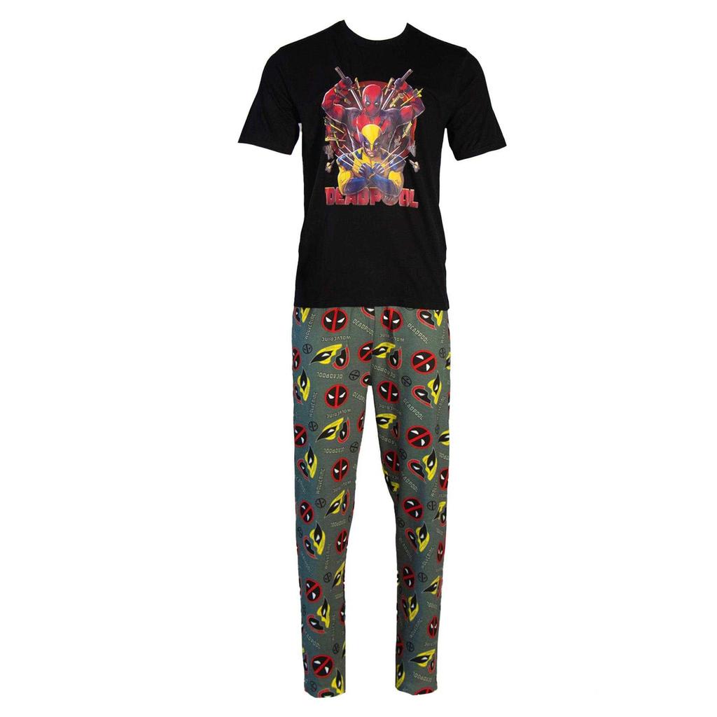 Deadpool & Wolverine Men's Action Pose Cotton Pyjama Set