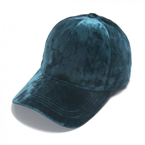 Women Men Adjustable Baseball Cap Sun Hat Couple Pleuche Velvet Solid Casual Hat зелёный