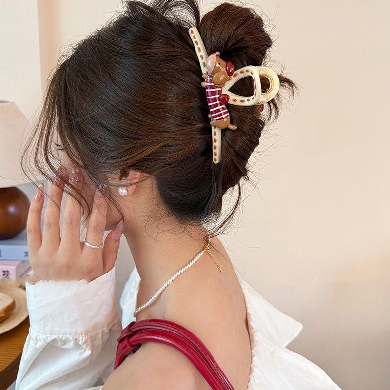 Elegant Marble Plumeria Hair Clip with Cross-Border Design