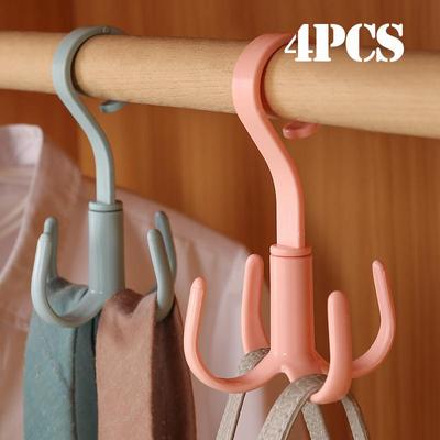2/4pcs Rotated Hanger Hooks Wardrobe Clothes Rack Hanger Organizer Bag Hanger Shoes Belt Scarf Hanging Rack Closet Hanger