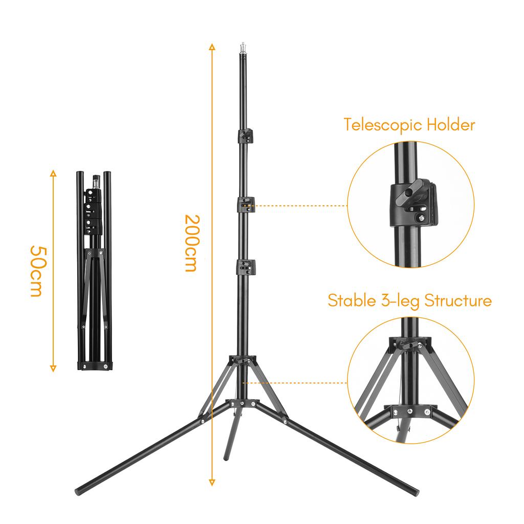 Flexible 4-Arms LED Video Light Photography Fill Light 3200K-5600K Dimmable with Phone Holder +