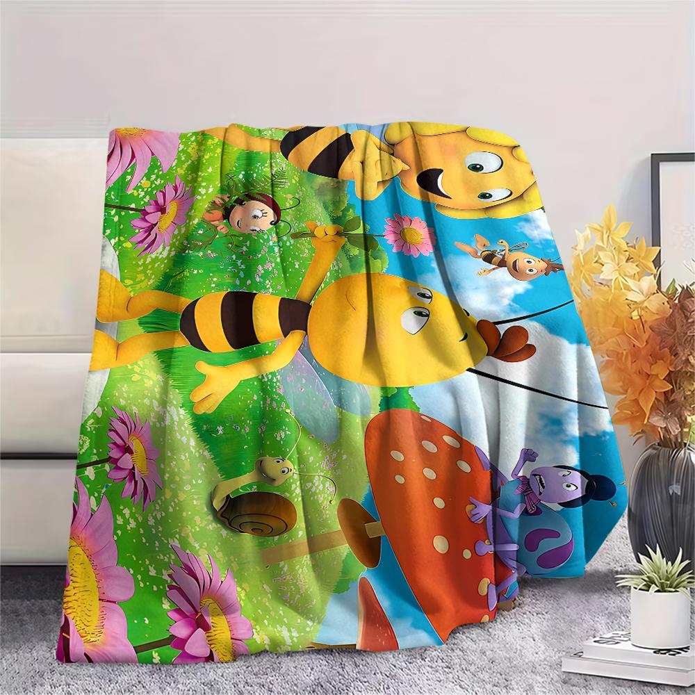Maya the Bee Print Flannel Blanket,High Quality Comfortable for All Seasons,Home Decor,Warmth and Comfort,Perfect for Christmas Gifts