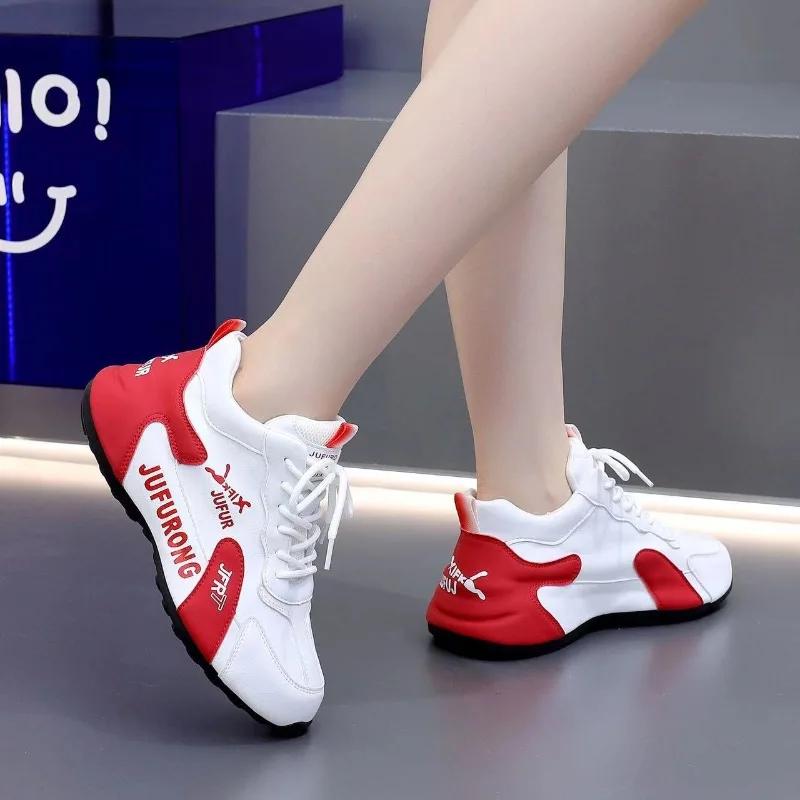 Modedesigner Damen Sneaker Mode Leder Freizeitschuh Schnürschuhe Plateauschuhe für Damen Outdoor Leichte Laufschuhe Zapatos Mujer