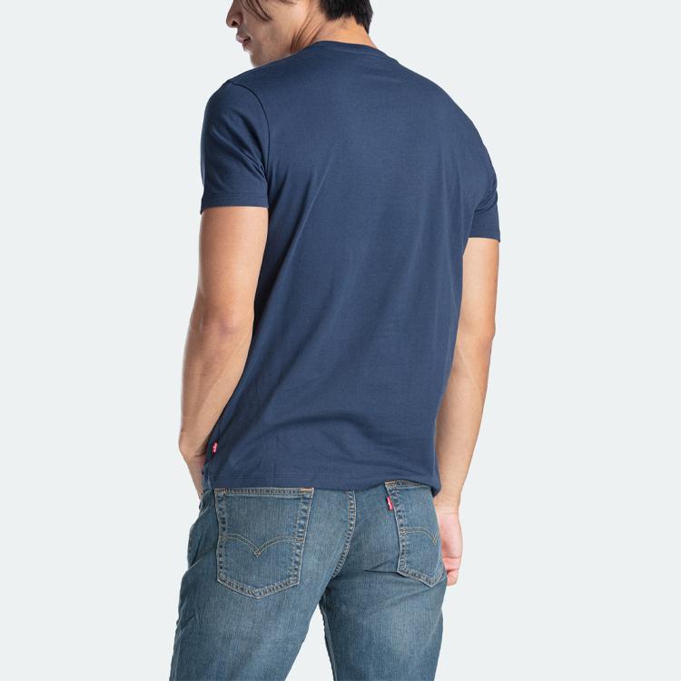 Levis Letter Logo Loose Fit Crew Neck Short Sleeve T-Shirt Men Tops Navy-Blue 17783-0139