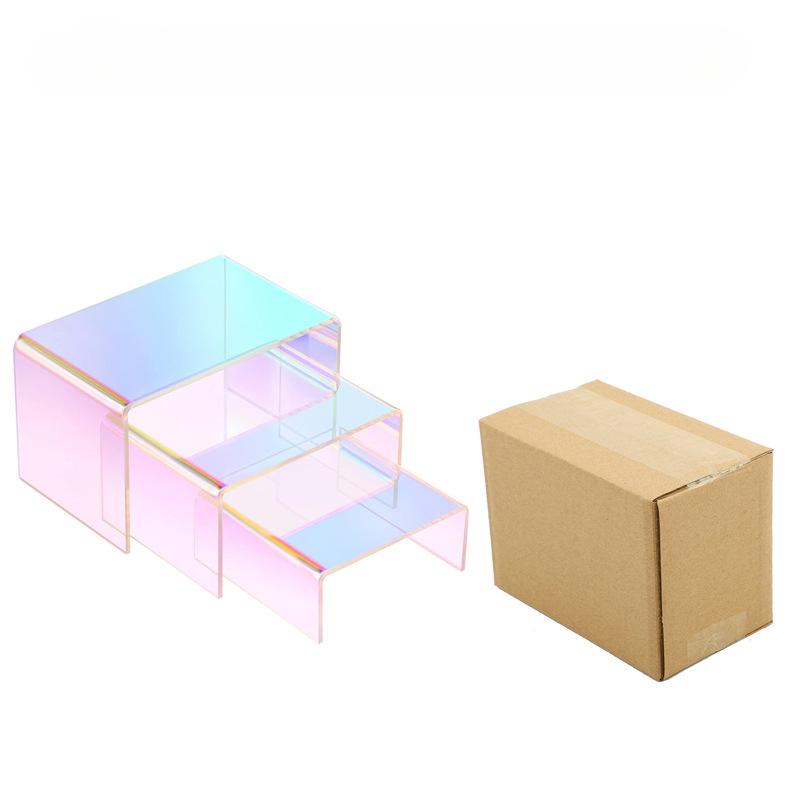 

Colorful Rainbow3Set of AcrylicUShaped Storage Rack for Pastry, Jewelry, Figurines, and Accessories with Tiered Display Stand