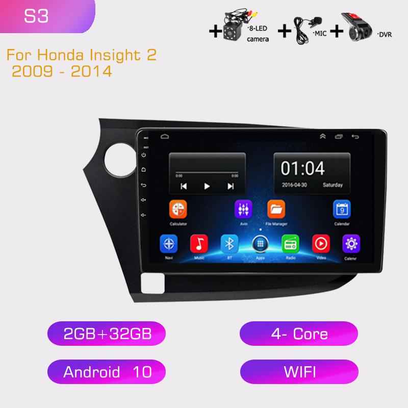 2din 8G+128G Android 10 Car Radio Multimedia Player Carplay Auto GPS Navigation NO DVD For HONDA INSIGHT 2009 2010 2011-2014
