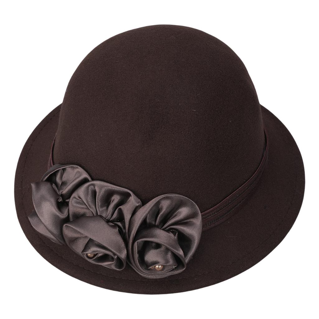 Fashion Fedora Cap Bowler Hat for Women 1920S Flapper Costume Wool Hat Cocktail Party Cap Winter Autumn Warm Headpiece