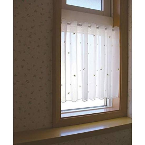 [Stoffladen] Bistrogardinen für kleine Fenster, ca. 100m breit x 70m lang [Goldene Voile-Stickerei]