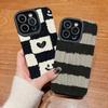 Vertical Grain Leather Shell Cute Love Printed Cover Patterned Soft Silicone Case with Camera Lens Full Protection for iPhone
